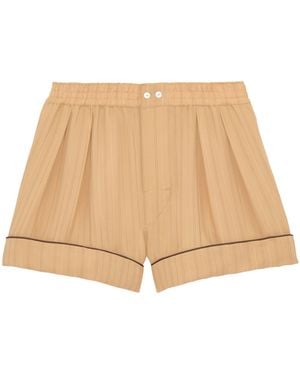 Saint Laurent Silk Stripe Pyjama Shorts - Natural