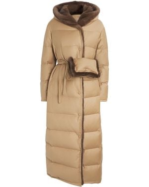Yves Salomon Down Virgin Wool-Mink Long Coat - Natural
