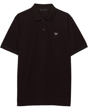 Prada Cotton Piqué Polo Shirt - Black