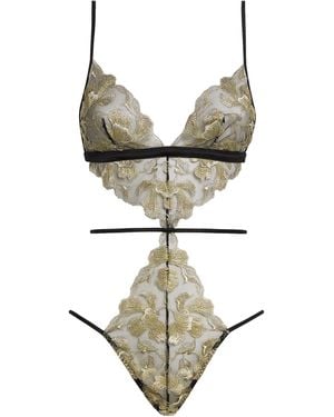 Coco De Mer Lace Oriana Bodysuit - Metallic