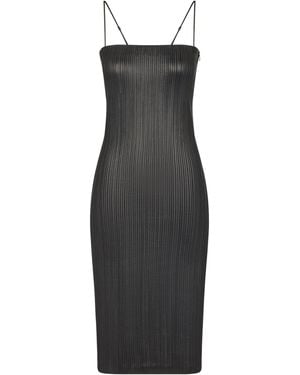 Tom Ford Nappa Leather Embroidered Midi Tube Dress - Black