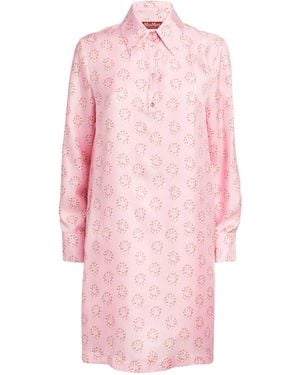 Max Mara Silk Ballerina Print Shirt Dress - Pink