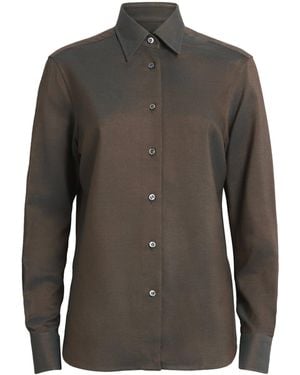 Brioni Silk Button-Up Shirt - Gray