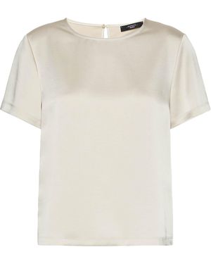 Weekend by Maxmara Satin Short-Sleeve Blouse - White