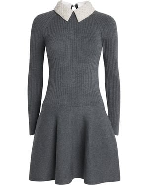 Maje Embellished Collar Knit Mini Dress - Grey
