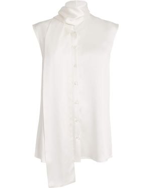 Laura Pitharas Silk-Tie Sleeveless Shirt - White