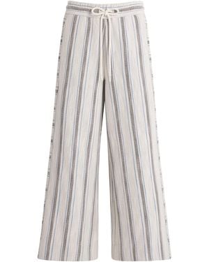 ME+EM Stripe Cropped Wide-Leg Trousers - White