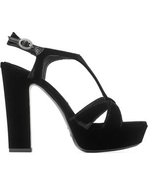 Jimmy Choo Kesia 120 Velvet Sandals - Black