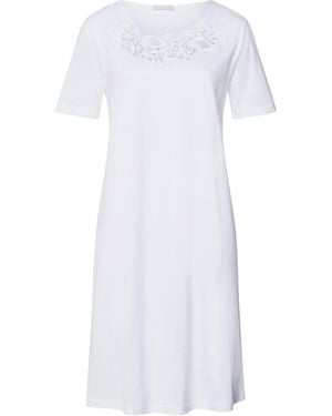 Hanro Cotton Short-Sleeve Liz Nightdress - White