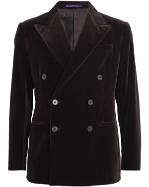 Ralph Lauren Velvet Double-Breasted Kent Suit Jacket - Black