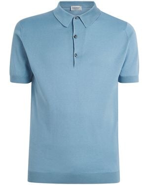 John Smedley Sea Island Cotton Adrian Polo Shirt - Blue