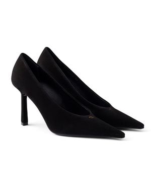 Prada Suede Logo Pumps 90 - Black