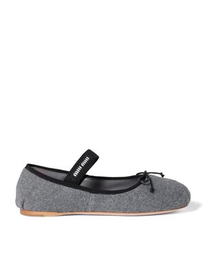 Miu Miu Fleece Ballet Flats - Black