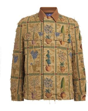 Junya Watanabe Distressed Tapestry Trucker Jacket - Multicolour