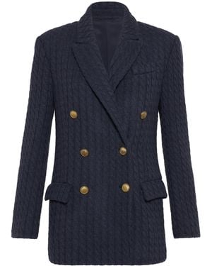 Brunello Cucinelli Cashmere Cable Knit Blazer - Blue