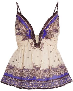 Zimmermann Ramie Peplum Maxine Cami Top - Purple