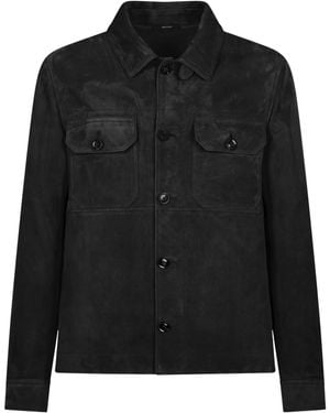 Tom Ford Suede Twin-Pocket Overshirt - Black