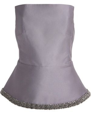 Roland Mouret Taffeta Embellished Peplum Top - Purple