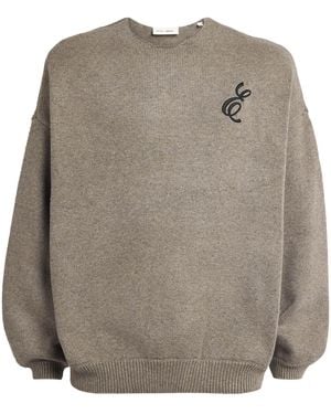 Fear Of God Waffle-Knit Script Jumper - Brown