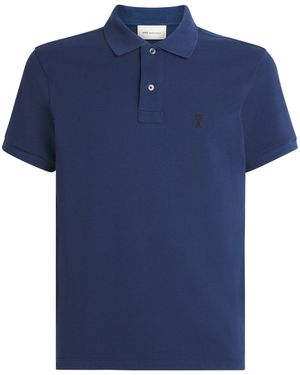 Ami Paris Organic Cotton Ami De Coeur Polo Shirt - Blue