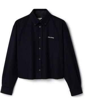 Miu Miu Wool-Cashmere Velour Shirt - Blue