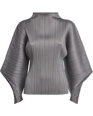 Pleats Please Issey Miyake Skyline High-Neck Top - Grey