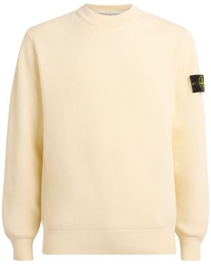 Stone Island Ribbed Compass Patch Sweatshirt - Natural