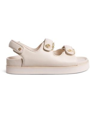 Maje Faux Leather Clover Sandals - Natural