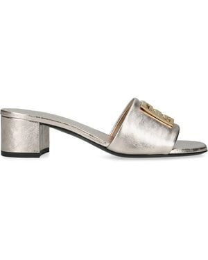 Givenchy Metallic Leather 4G Heeled Mules 45 - White