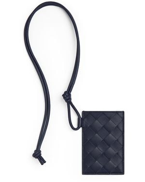 Bottega Veneta Leather Intrecciato Badge Holder - Blue