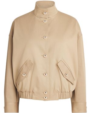 Maje Cotton High-Neck Bomber Jacket - Natural