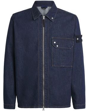 Stone Island Denim Zip-Up Overshirt - Blue