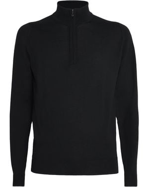 John Smedley Extra Fine Merino Wool Half-Zip Tapton Sweater - Black