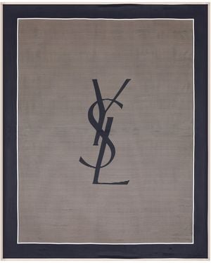 Saint Laurent Silk Printed Stole - Grey