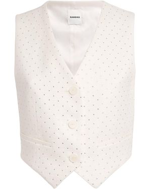 Sandro Crystal-Embellished Waistcoat - White