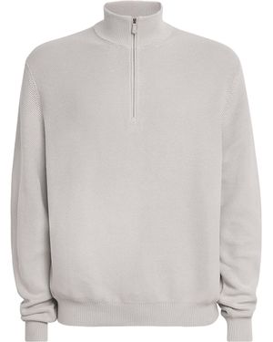 Ralph Lauren Stretch-Silk-Cotton Quarter-Zip Jumper - Grey