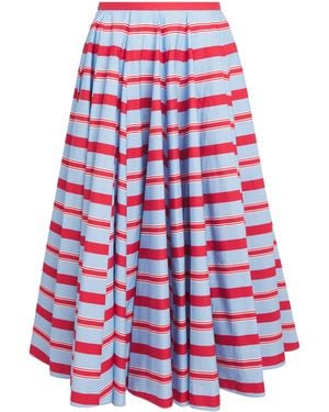 Emilia Wickstead Organic Cotton Stripe Rhea Midi Skirt - Red