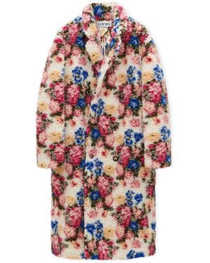 Loewe Belted Floral Double-Breasted Coat - White