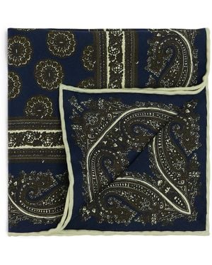 dunhill Mulberry Silk Floral Medallion Pocket Square - Black