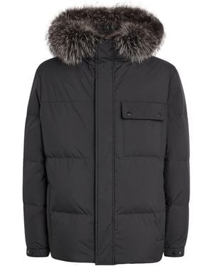 Yves Salomon Down Fox Fur Hooded Parka - Black
