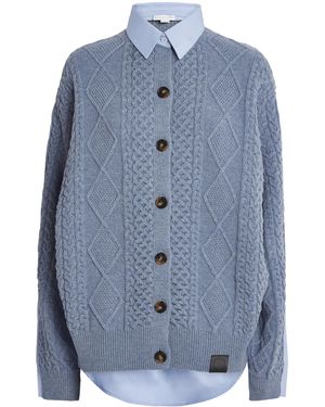 Stella McCartney Wool Hybrid Shirt-Cardigan - Blue