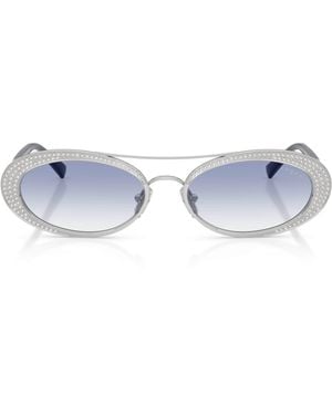 Vogue Rhinestone Oval Sunglasses - Blue