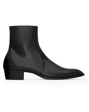 Saint Laurent Leather Roman Ankle Boots - Black
