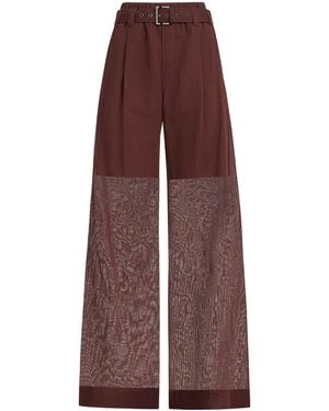 Brunello Cucinelli Cotton Organza Belted Trousers - Purple
