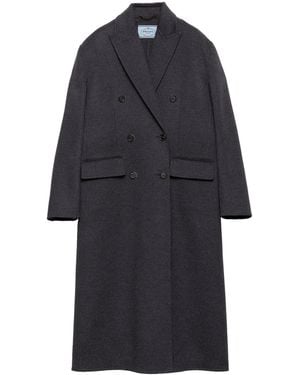 Prada Wool-Cashmere Double-Breasted Coat - Blue