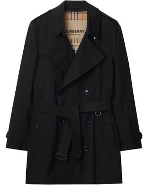 Burberry Cotton Kensington Short Trench Coat - Black