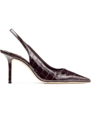 Jimmy Choo Love 85 Croc-Embossed Leather Slingback Court Shoes - Brown