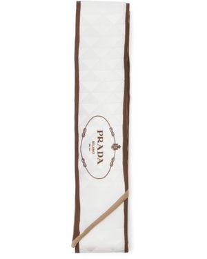 Prada Silk Twill Skinny Scarf - White