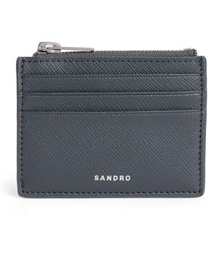 Sandro Leather Zipped Card Holder - Grey