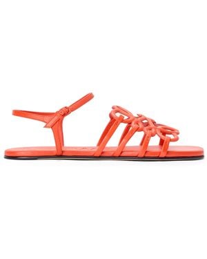 Loewe X Paula's Ibiza Leather Petal Anagram Sandals - Red